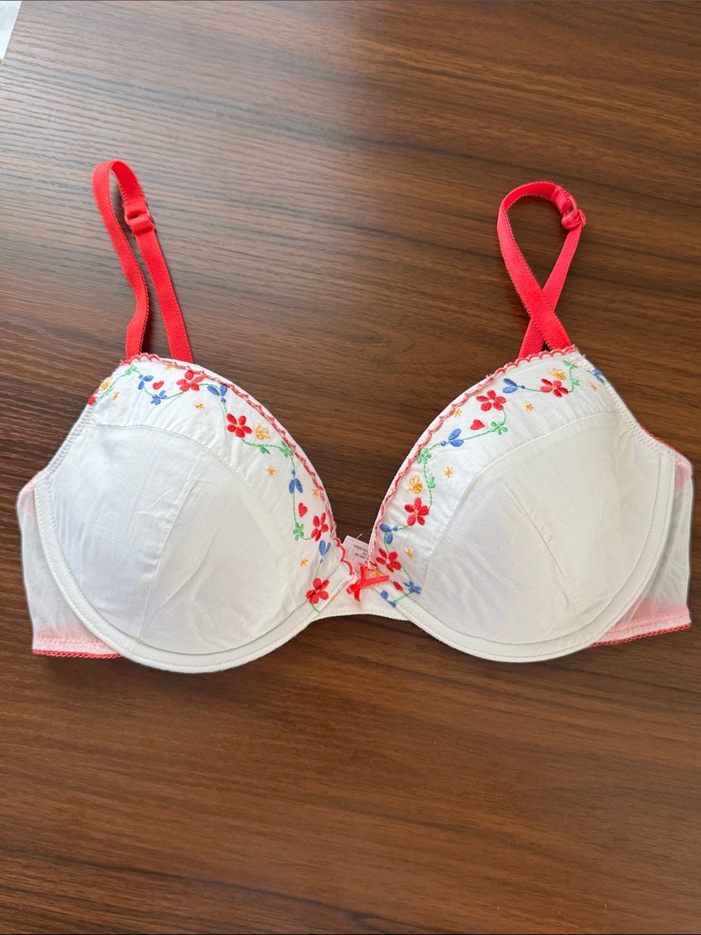 Victoria's Secret Embroidered Floral Bra 36C Pout Vintage Y2k Style